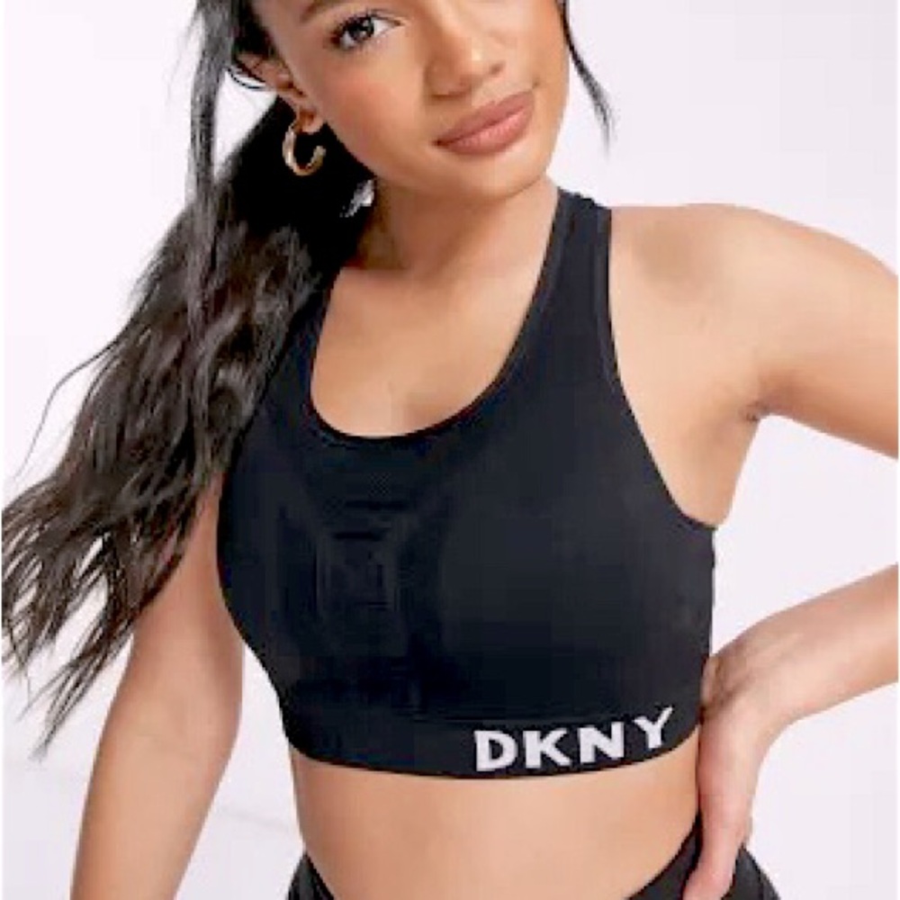 DKNY Seamless Logo Mesh Sports Bra